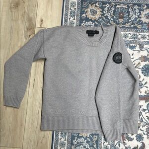 Canada Goose Light Gray Crewneck Sweater with Sleeve Patch